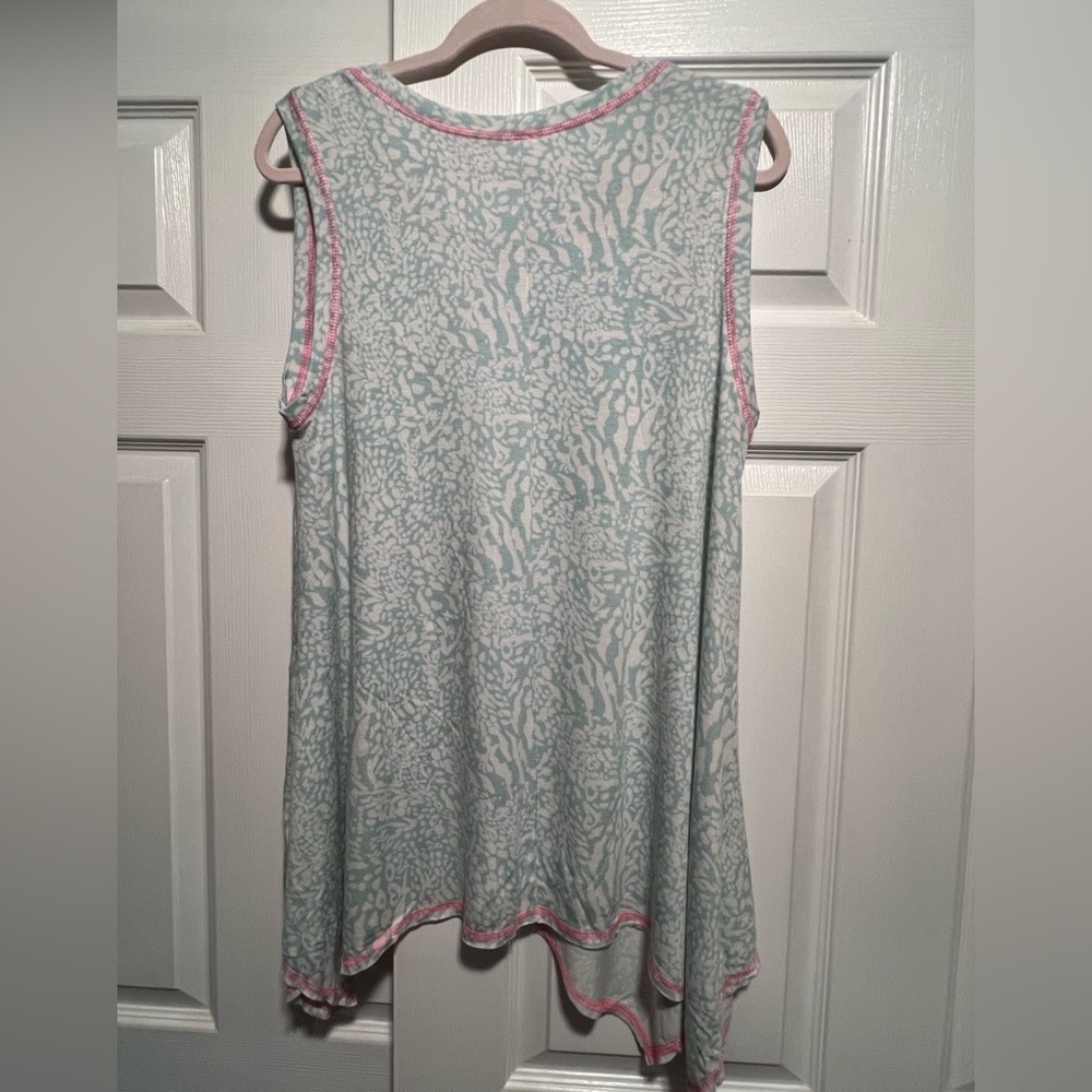 Honeyme Sleeveless Tank Top - Light Blue and Pink - Picture 3 of 5